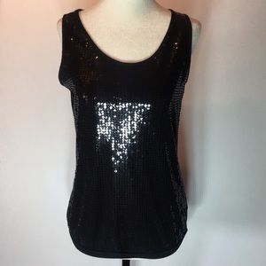 Sequin Black Cleo Tank Top S/P